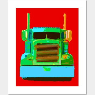 Neon Semi Truck Posters and Art